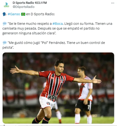 Las declaraciones de Ganso en D Sports Radio.