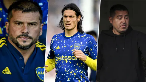 Mariano Herrón, Edinson Cavani y Juan Román Riquelme