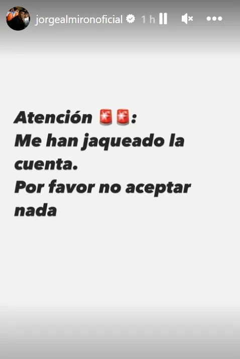 El aviso de Jorge Almirón a sus seguidores. (Captura)