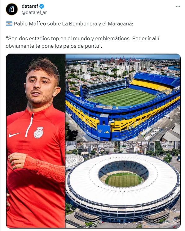 El elogio de Pablo Maffeo para la Bombonera. (Captura)