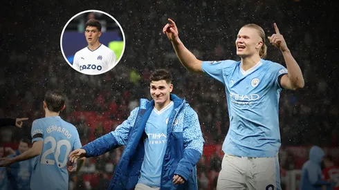 Álvarez y un intento para que Haaland deje de ser hincha de Boca. Foto: Getty