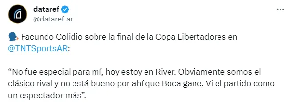 El comentario de Facundo Colidio sobre la final de la Copa Libertadores. (Getty)
