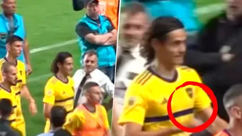 El gesto de Cavani a la hinchada de San Lorenzo (Captura TyC Sports)