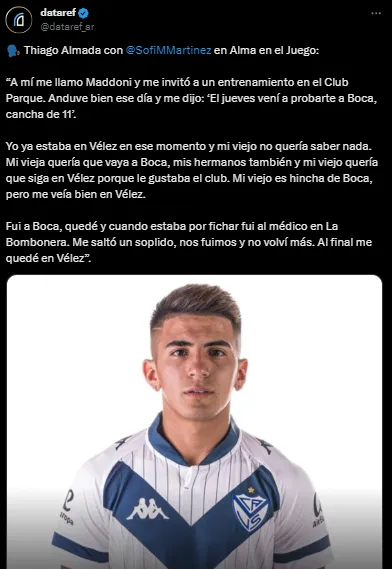 Almada estuvo cerca de Boca.