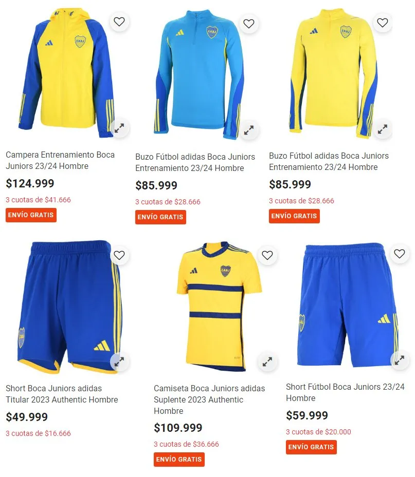Los valores de la nueva colección de entrenamiento de Boca. Foto: Dexter