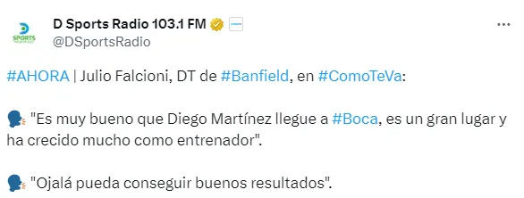 Julio César Falcioni habló de Diego Martínez. (Captura)