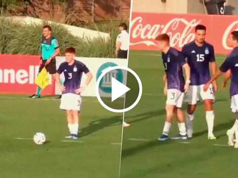 El gol del Colo Barco de tiro libre para la Selección Argentina Sub 23, con ayuda del arquero