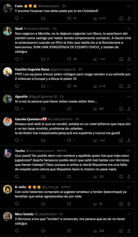 Los hinchas de Boca respondieron al enojo de los de Huracán.