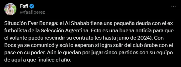 El detalle que facilitaría la llegada de Éver Banega a Boca. (Captura)