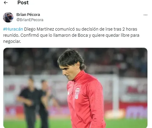 Martínez quiere negociar con Boca.