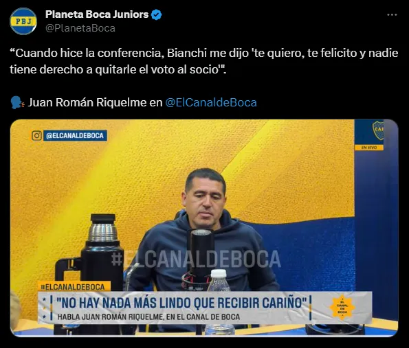 Juan Román Riquelme contó lo que le dijo Carlos Bianchi. (Captura)