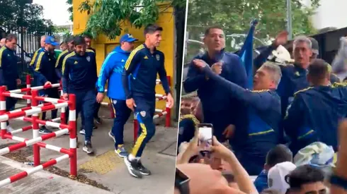 Los ídolos que acompañaron a Riquelme en la movilización. Foto: Captura