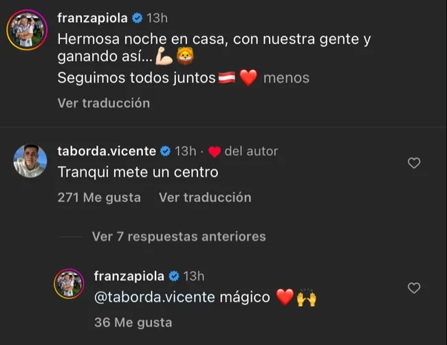 La interacción entre Vicente Taborda y Franco Zapiola.