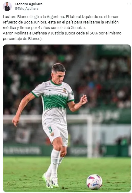 Lautaro Blanco llegó a la Argentina. (Captura)