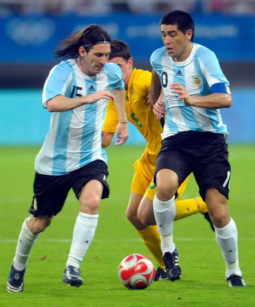 Messi y Riquelme en Beijing 2008.