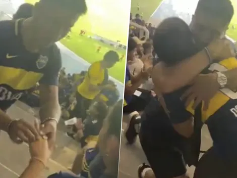 VIDEO | Le pidió casamiento a su novia en la tribuna y esta fue la reacción de la hichada de Boca