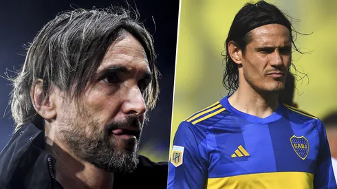 Diego Martínez y Edinson Cavani en Boca