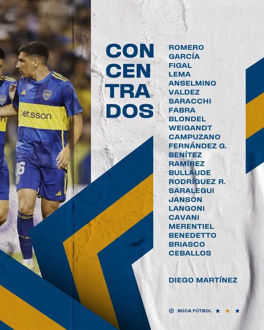 La lista de convocados de Boca vs. Talleres. (Boca Oficial)