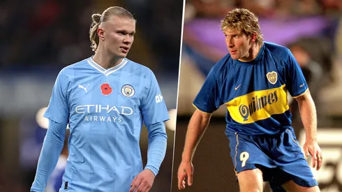 Haaland y Palermo, dos bestias del área de diferentes épocas. (Getty)