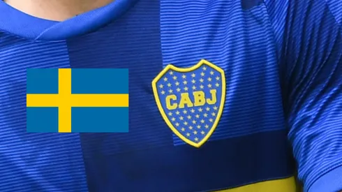 La camiseta de Boca en honor a la bandera de Suecia. (Getty)