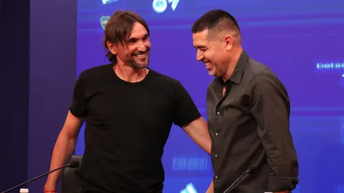 Diego Martínez y Juan Román Riquelme en Boca