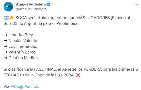 Los partidos que las joyas de Boca podrían estar ausentes. (Captura)
