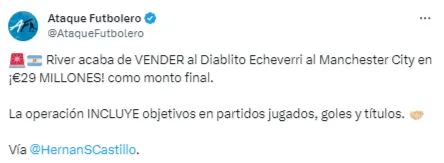 River vendió a Claudio Echeverri. (Captura)