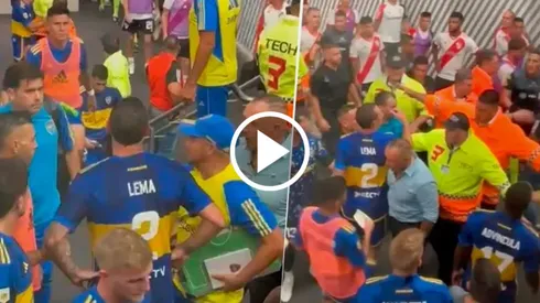 El crice entre Armani y Lema en el Monumental. Foto: Captura