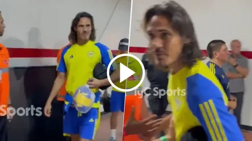 La reacción de Edinson Cavani al pedido de algunos hinchas de River. (Captura)