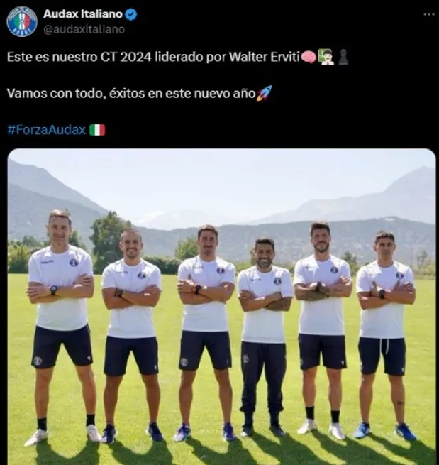 La presentación de Walter Erviti como nuevo DT de Audax Italiano.
