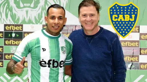 Hernán Bañato, presidente del club búlgaro, junto a Sebastián Villa. (Beroe Stara Zagora)