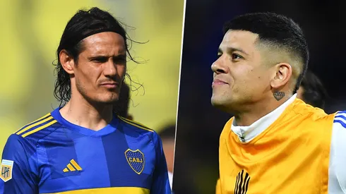 Edinson Cavani y Marcos Rojo en Boca