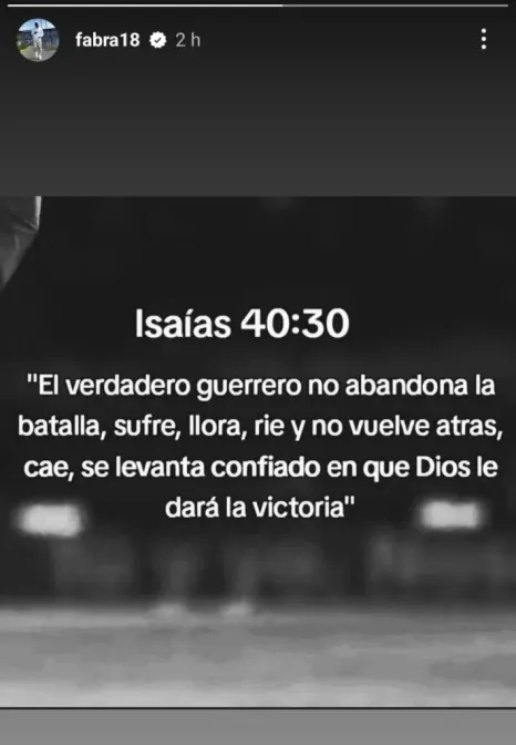 Uno de los últimos posteos de Fabra en Instagram. Foto: Captura