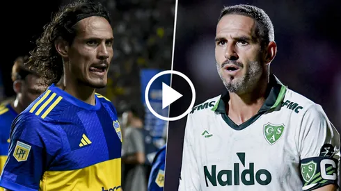 La burla de Lisandro Lopez a Edinson Cavani.