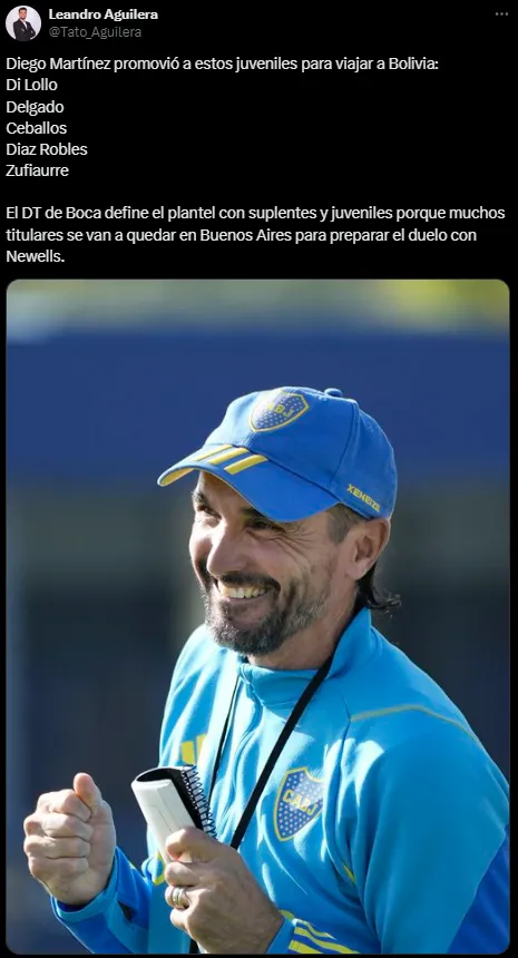 Los juveniles que subió Martínez para el viaje a Bolivia.