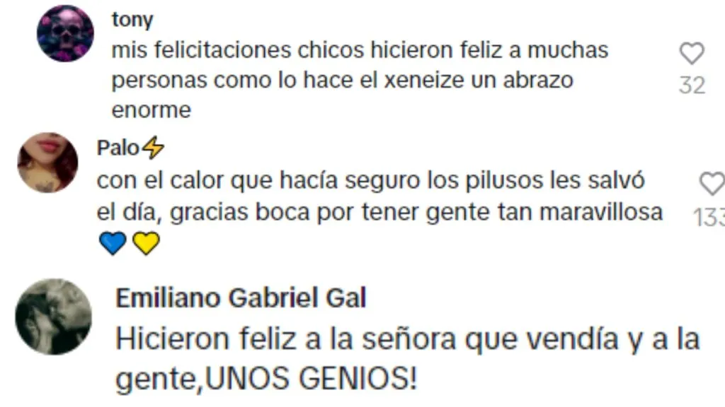 Algunos de los mensajes para el hincha por su acción que se hizo viral.