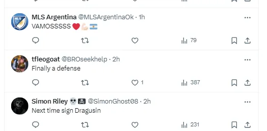 La reacción de los hinchas de Inter Miami (X/Twitter)