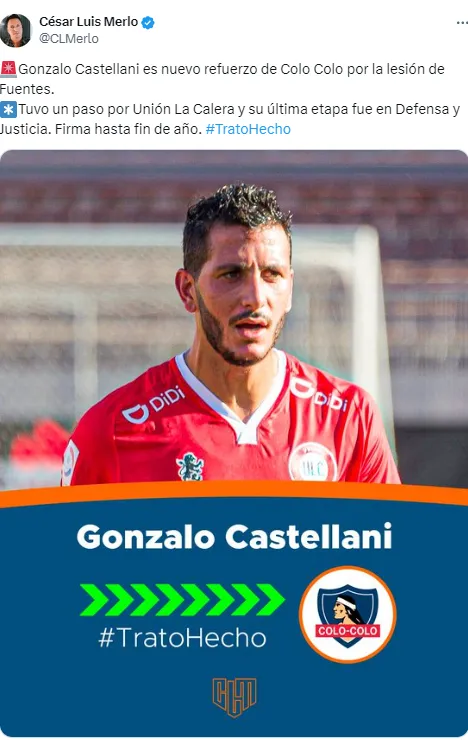 Castellani, nuevo refuerzo de Colo Colo.