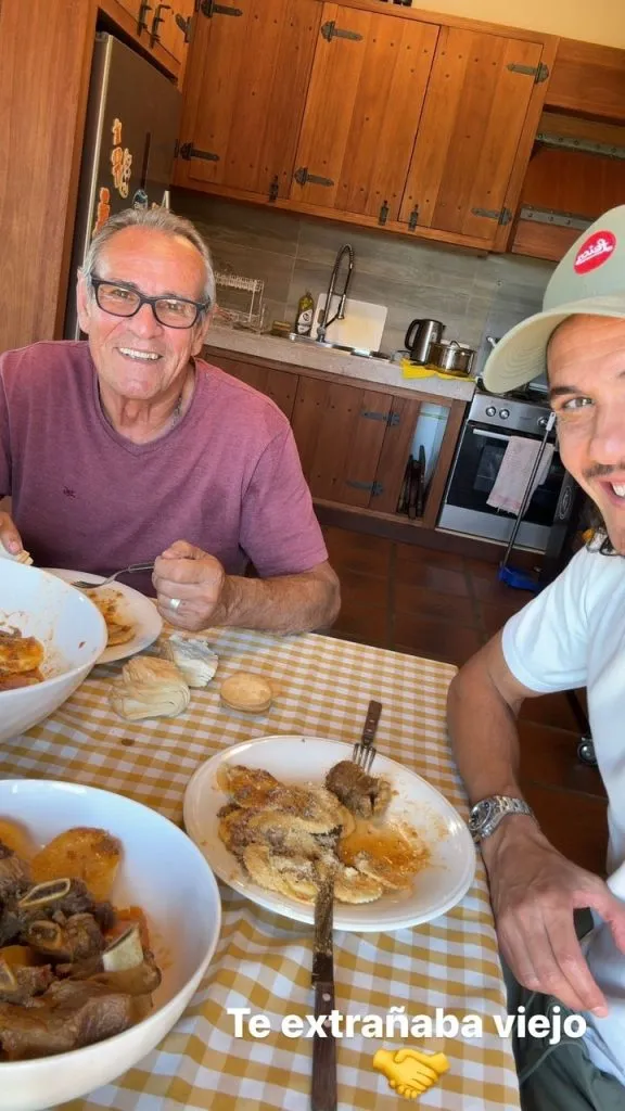 Edinson y su papá. Luis Cavani.