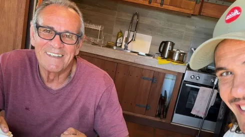 Cavani en Salto, con su papá Luis.