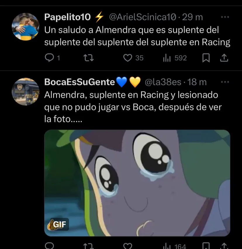 Los hinchas de Boca se acordaron de Almendra.