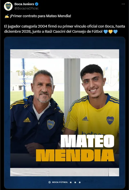 Mendia tiene contrato en Boca. (Captura)