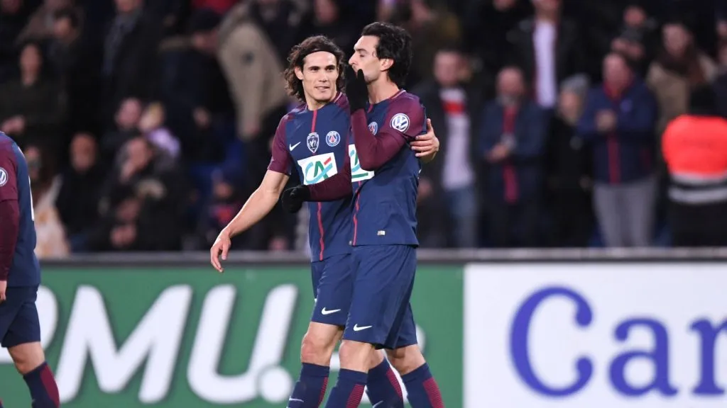 Cavani y Pastore, juntos en PSG. (Imago)