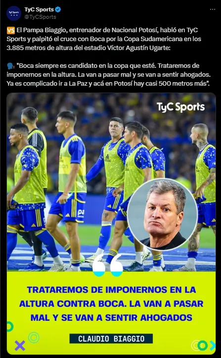 El mensaje del Pampa Biaggio. (Captura)