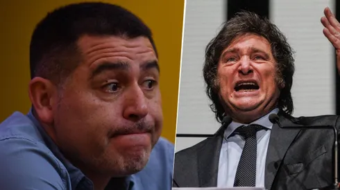 Juan Román Riquelme y Javier Milei, presidente de la Argentina