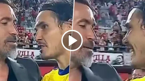 Edinson Cavani junto a Eduardo Domínguez y Diego Martínez, DT de Boca