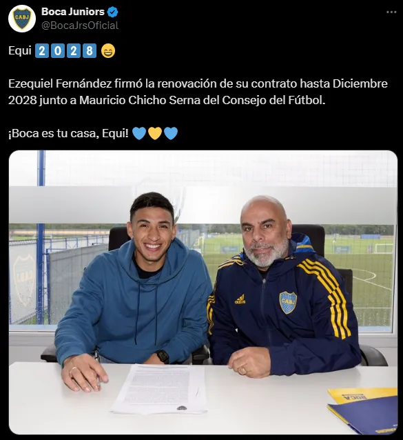 Equi Fernández renovó contrato con Boca. (Captura)