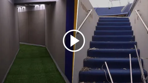 Así quedó el nuevo túnel que va al campo de juego en La Bombonera. Foto: Captura