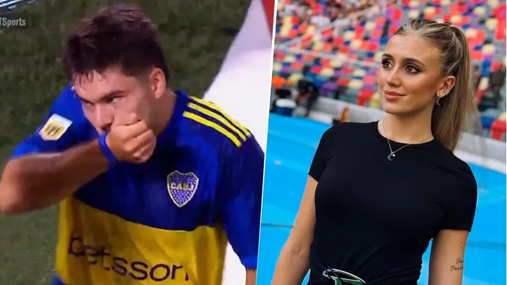 Morena Beltrán y una intimidad del festejo de Blondel vs. Racing