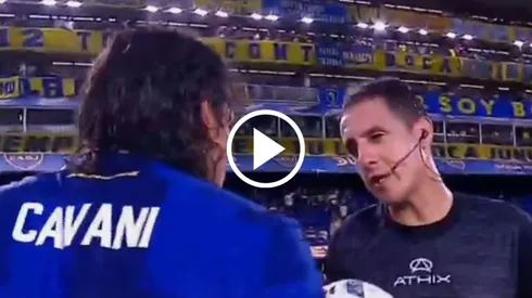 El inesperado pedido del árbitro a Cavani tras la victoria ante Racing. Foto: Captura